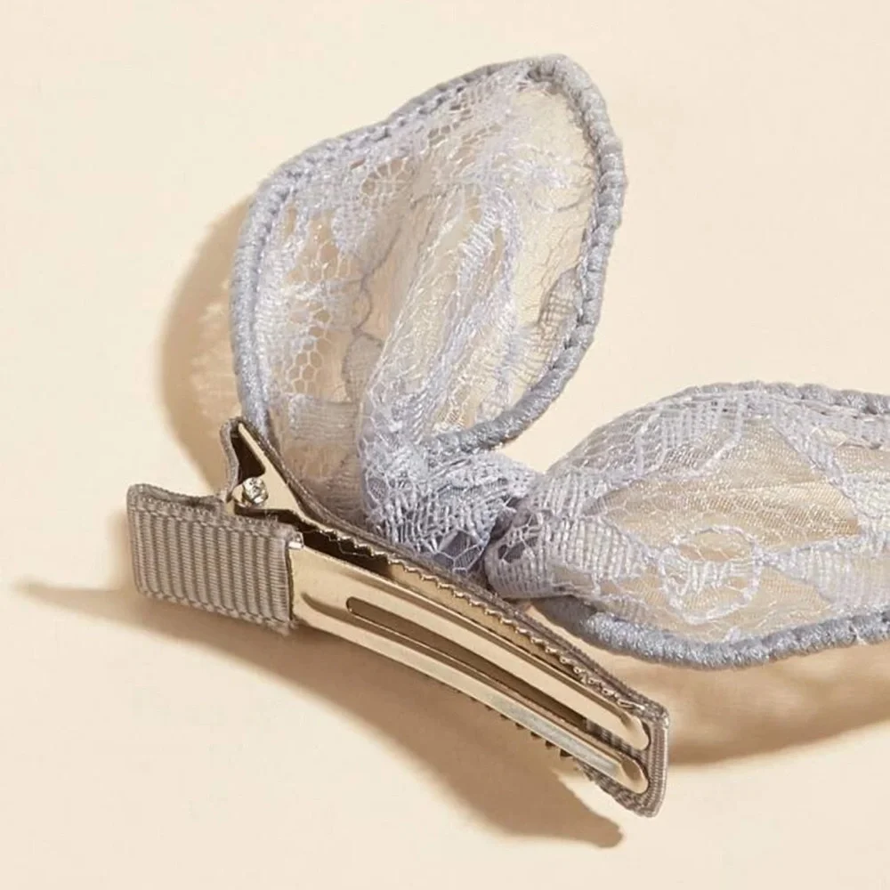 🐈 Adorable Kitty Cat Lace Ribbon Bow Kitty Cat Hair Clip 🐈